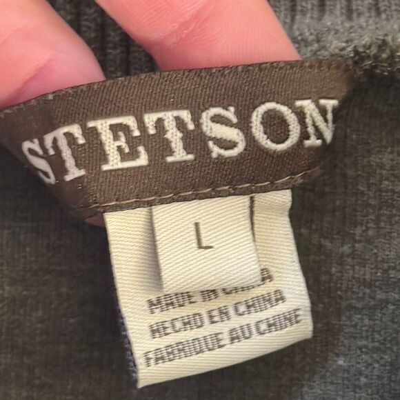 Stetson Country Western Quarter Zip Green Sweater Elbow Pads size L Large - Picture 6 of 9